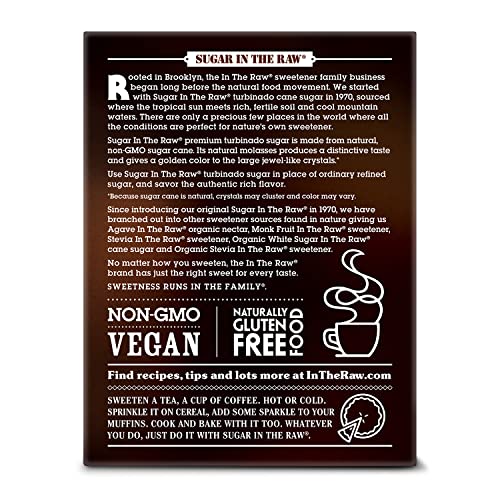 SUGAR IN THE RAW TURBINADO CANE SUGAR PACKETS, 100 CT, PURE, ALL-NATURAL TURBINADO SUGAR, NON-GMO PROJECT VERIFIED, KOSHER, VEGAN AND GLUTEN FREE
