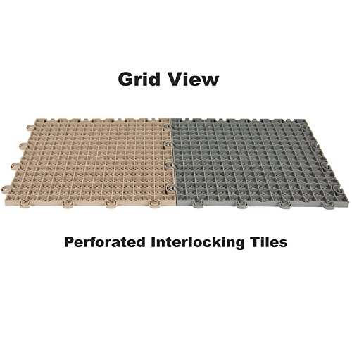 BlockTile B2US5130 Deck and Patio Flooring Interlocking Tiles Perforated Pack, Beige, 30-Pack