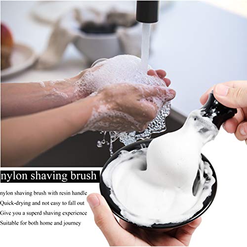 Shaving Brush Kit For Man Classic Black Shaving Soap Bowl/Mug and Brush + Shaving Razor Hodler Stand and Natural Shave Soap Perfect for Men Gift