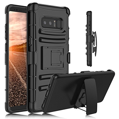 Samsung Galaxy Note 8 Case,BKING-BOX Heavy Duty Armor Holster Defender Full Body Protective Hybrid Hard Case Cover with Kickstand and Belt Swivel Clip for Samsung Galaxy Note 8 2017 Release (Black)