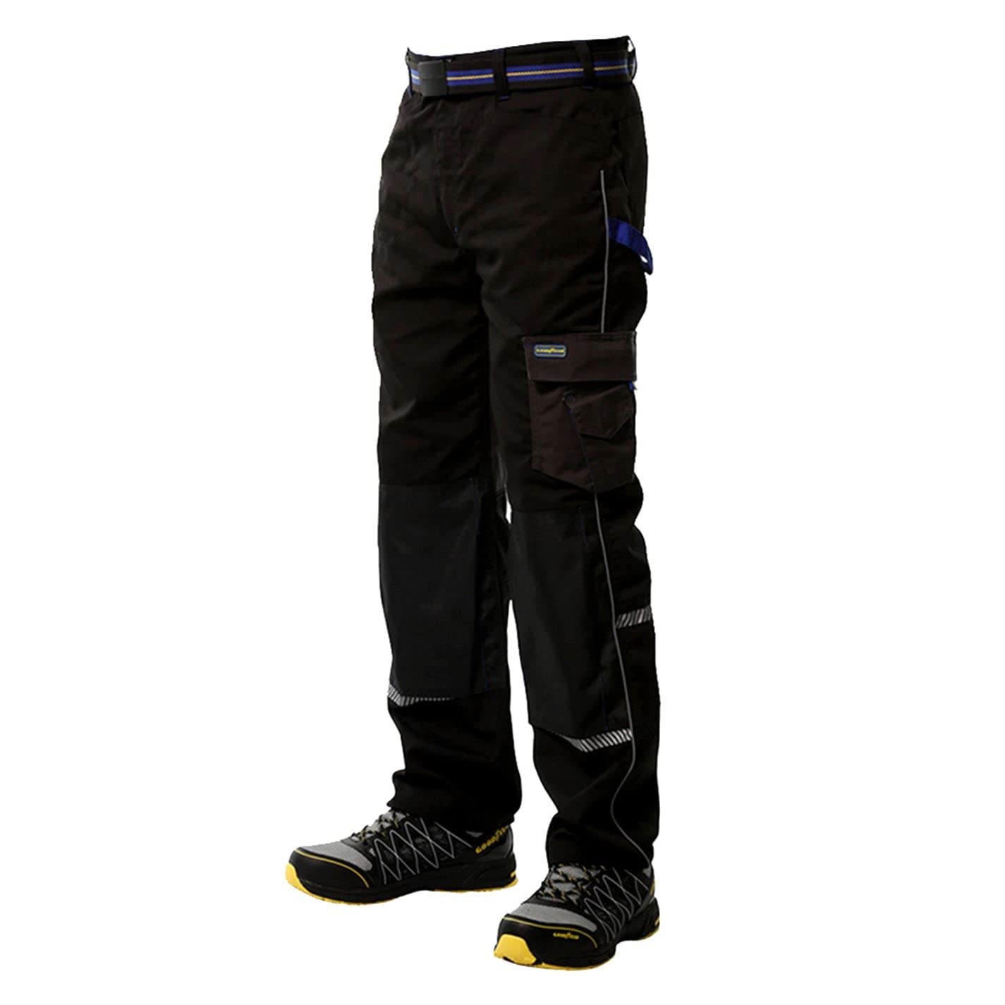 Goodyear Men's Multi Tool Pocket Cargo Work Reflective Detail Knee Pad Protection Trouser, Black, 30W 31L UK