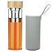 ORIGIN Best BPA-Free Fruit and Tea Infuser Borosilicate Glass Water Bottle with Neoprene Sleeve and Bamboo Lid, Double Mesh Filter, Travel Tumbler 20oz