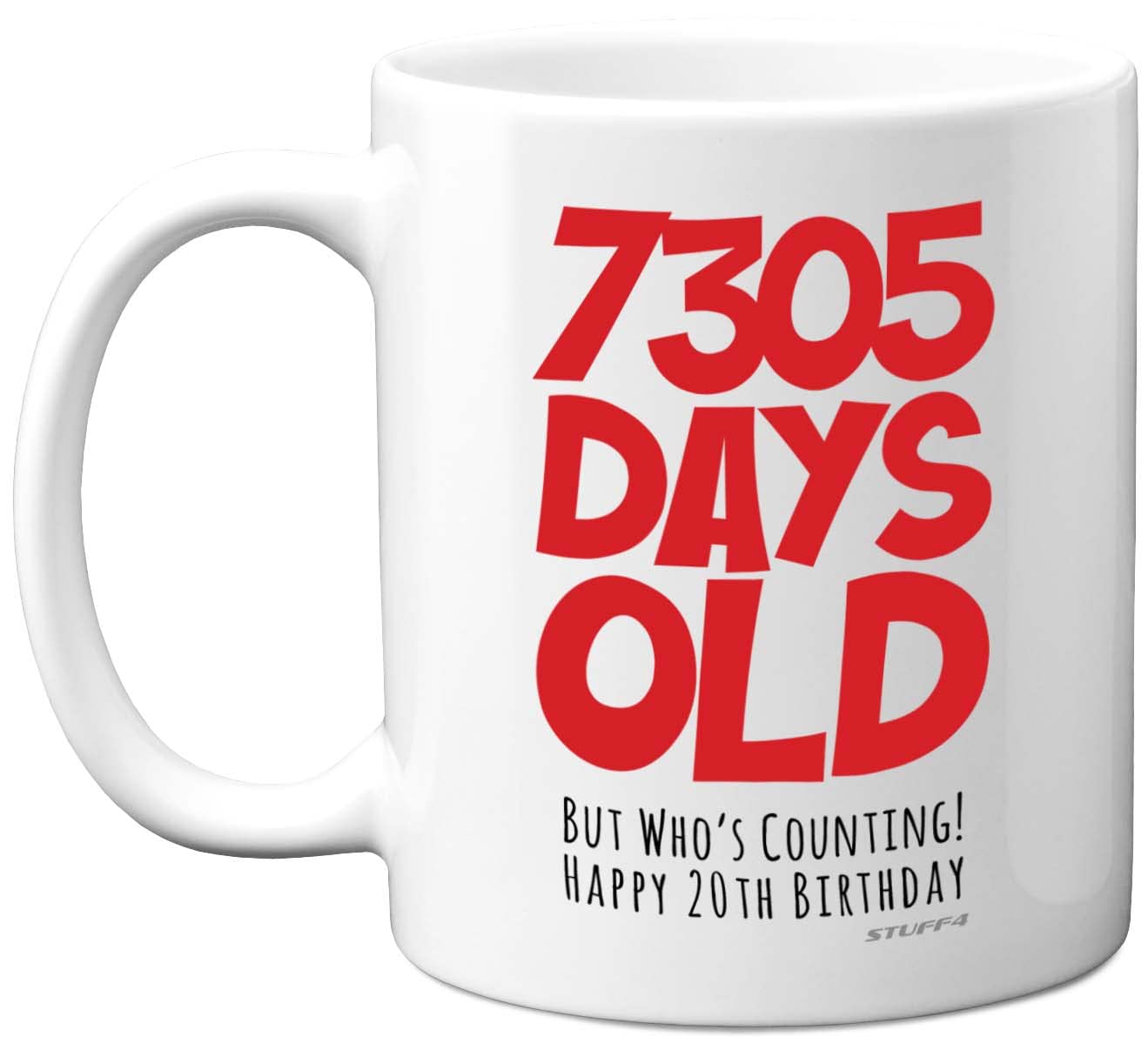 20th Birthday Mug Gift for Men Women Him Her - 7305 Days Old - Funny Adult Twenty Twentieth Happy Birthday Present for Brother Sister Son Daughter Cousin, 11oz Ceramic Dishwasher Safe Coffee Mugs