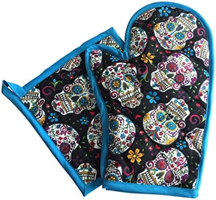 Jumpsies Sugar Skull Pot Holder Set of 2 (blue)
