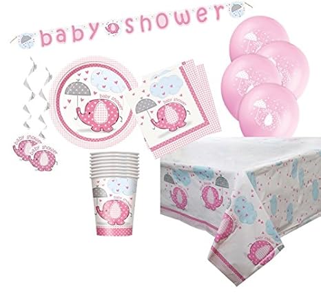 Unique Party 83179 Kit Festa Per Baby Shower Con Elefante Rosa Per