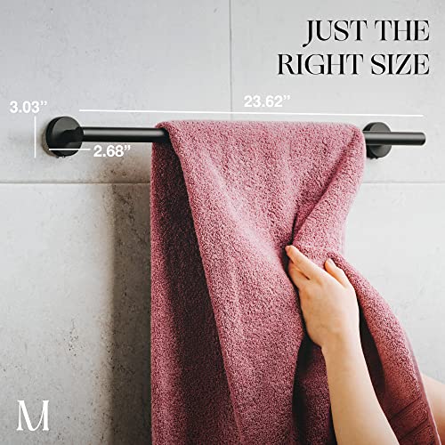 Marmolux Acc Matte Black Towel Bar 24 inch Bathroom Towel Holder Heavy Duty Stainless