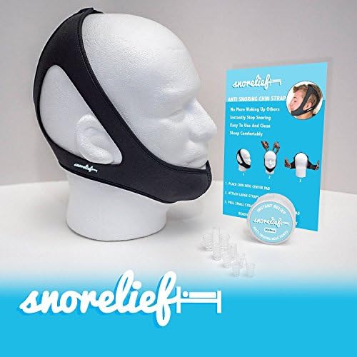 Anti Snoring Chin Strap &amp; 4-Pack Nose Vents by Snorelief – Sleep Apnea Devices for Men and Women – Adjustable Snoring Devices– Best Anti Snoring Solution – Comfortable Snoring Solution – Stop Snoring