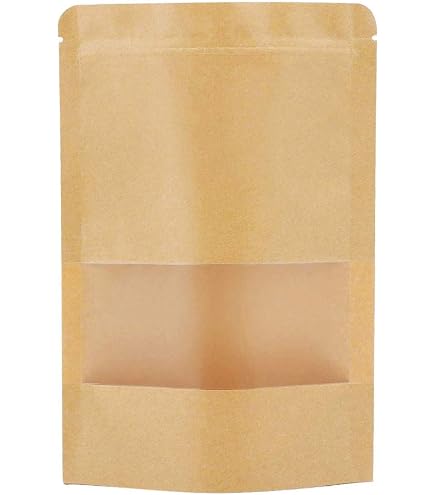 100pcs Kraft Bags With Zipper & Window – Resealable Stand-Up Pouches For Snacks & Crafts - View #8