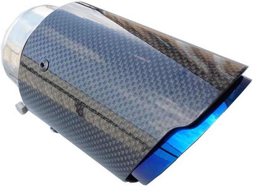 4" Outlet glossy Carbon Fiber Exhaust Pipe Muffler Tips-straight edge (Inlet 54/57/60/63/66/71/76/80mm Outlet 101mm) blue stainless steel (Inlet 63mm Outlet 101mm)
