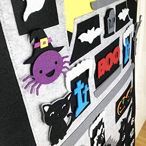Fayoo Halloween Countdown Advent Calendar for Home Classroom Handmade Door Wall Hanging Decorations with 30pcs Detachable Ornaments