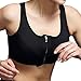 newlashua high Support Sports Bras for Women - Zip Front Sports Bra Push Up - High Impact Adjustable Compression Post Surgey Bra XL Black