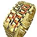 Youyoupifa Men's Stainless Steel Lava Red LED Digital Bracelet Watch (Gold)