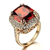 Yoursfs Retro Series 18k Rose Gold Plated Austrian Crystal 5ct Diamond-Cut Ruby Valentine's Day Gift Ring
