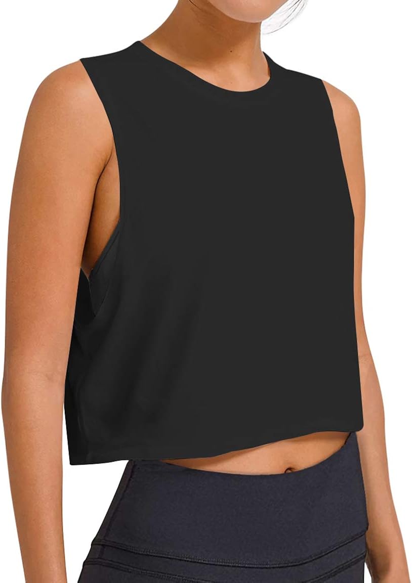 LASLULU Crop Tops Workout Tops Loose