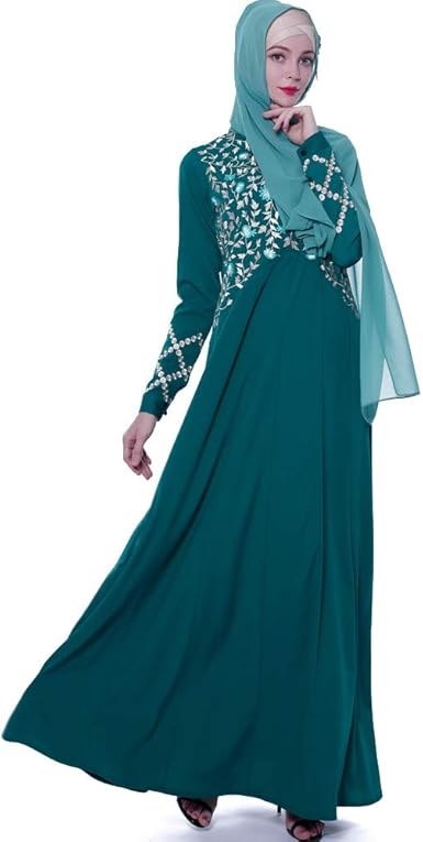 Amazon Com Women S Long Sleeve Maxi Dress Muslim Abaya Robe Plain Simple Modern Islamic Arabic Style Casual Dress Clothing