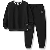 Voxikidio Kids Boys Clothes 3D Letter Print Long Sleeve Sweatshirt & Pant 2PCS Fall Outfits Size 6-12 Years