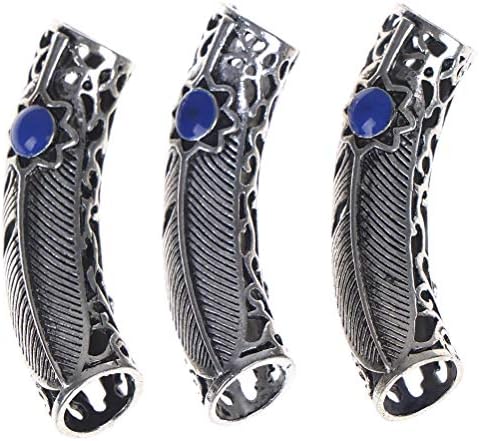 MONLAIEYLIU 3 Pcs Hair Tube Beads Hair Braiding Dreadlocks Norse Viking Beard Beads Bracelets Necklace Accessories