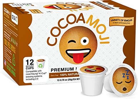 CocoaMoji, Emoji Pods, Dairy-Free Hot Cocoa, 100% Recyclable, 72 Count (Pack of 6)