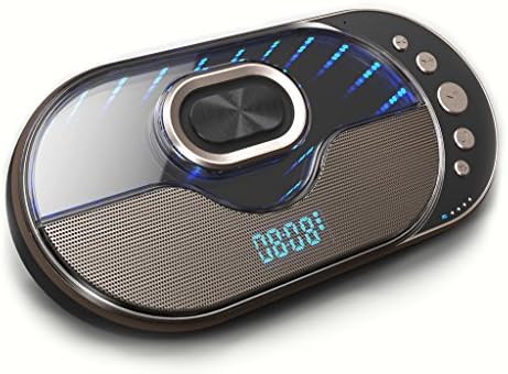 SHABA Infinity Light Bluetooth Stereo Speaker with Infinity Light Effects, Build in Mic for Hands-free Speaking and Recording, TF Card, AUX-IN, FM Radio, Clock Display, Power Bank, LED Display (Black)
