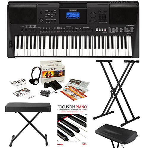 UPC 636156040623, Yamaha PSRE453 - 61 Key Touch Response Portable Keyboard with Powerful On Board Speakers in Black with Stand, Bench, Survival Kit, Piano Book and Dust Cover