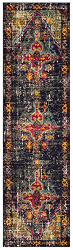 Safavieh Monaco Collection MNC247R Vintage Bohemian Medallion Distressed Grey and Fuchsia Pink Runner (2'2" x 8')