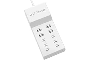 USB C Charger Block, 6-Port USB-C and 4-Port USB-A Charging Station Plug Cube, Fast Type C Charging Hub for iPhone 17 16 15 1