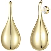 ENVYOU Teardrop Earrings for Women Gold Plated – Chunky Large Hoop Dangle Earrings Elegant Water Drop Dupes, Hypoallergenic Lightweight Jewelry