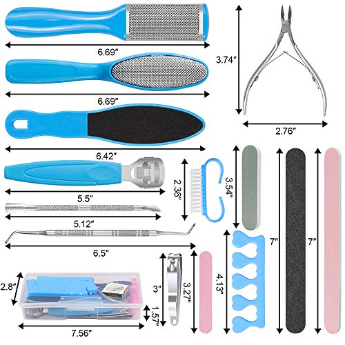 20 in 1 Professional Pedicure Tools Set, Foot Care Pedicure Kit Stainless Steel Foot Rasp Foot Dead Skin Remover Pedicure Kit for Men Women