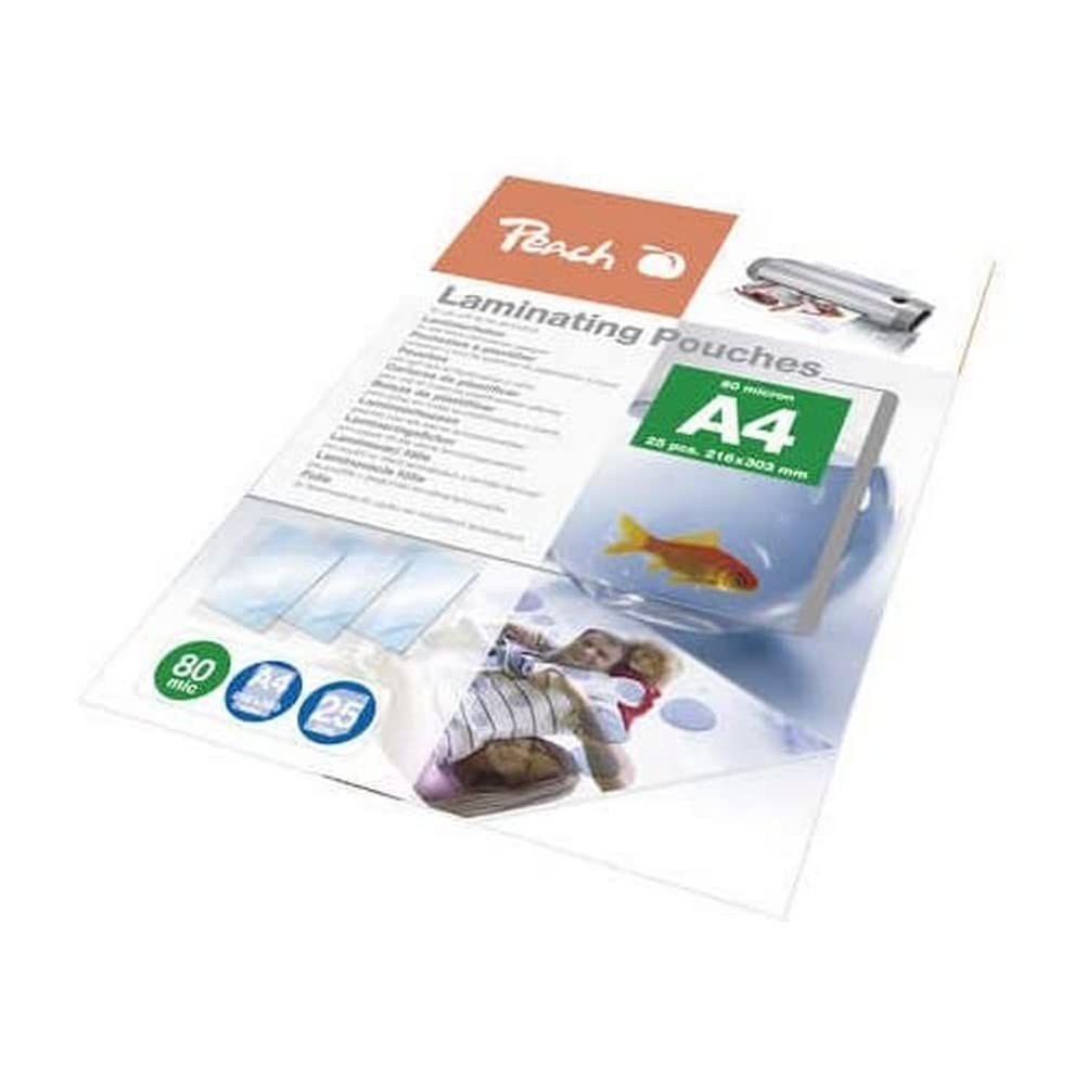 Peach Laminating Pouches A4, 80 mic, glossy, PPR080-02, set of 25