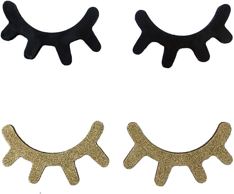 Funkeet 2 Pairs 3D Sleepy Eyelash Wall Decor Stickers, Wooden Wall Stickers Art Decal for Kids Bedroom Baby Shower Gift (Black+Gold)
