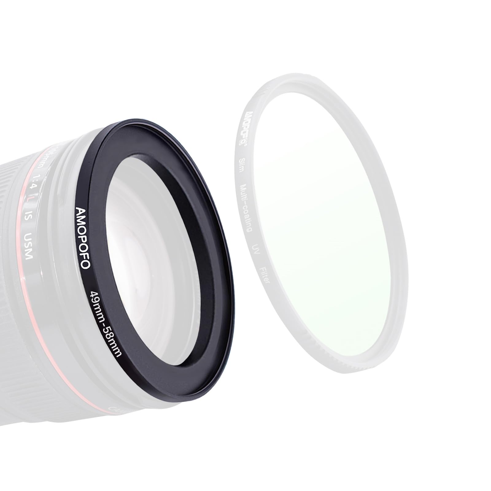 49mm to 58mm Step Up Ring Filter Adapter for canon Nik NEX M4/3 UV,ND,CPL, 49-58mm Step Up Ring Adapter