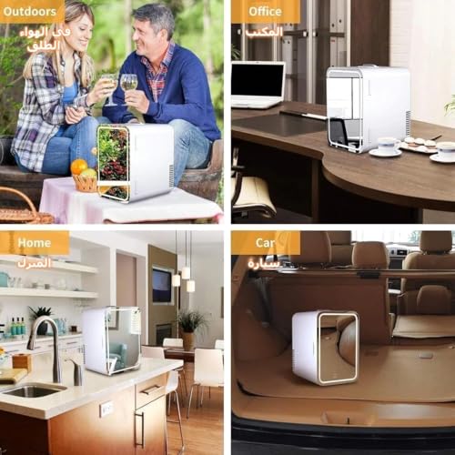 NIUB Mini Fridge 12L for Bedroom, Skincare Fridge, Mirrored Door with Dimmable LED Light, Thermoelectric Cooler and Warmer Compact Refrigerators for Makeup, Food, Office and Car (12L)