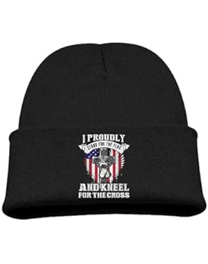 Unisex Children Adjustable Skull Caps Slouchy Loose Beanie For Stand For The Flag Kneel For The Cross