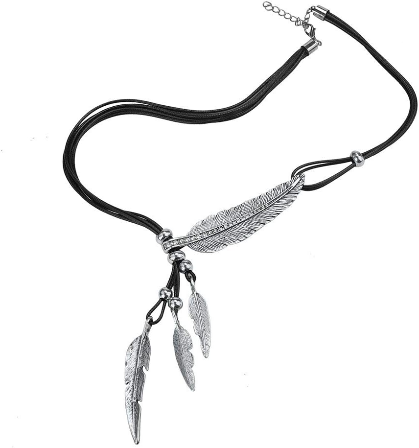 Fashion African Vintage Feather Necklace Sweater Chain Pendant Jewelry