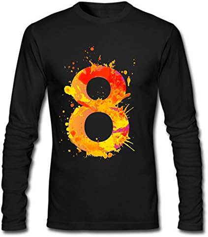 Eight Men's Long Sleeve Cotton Crewneck T-Shirt XXL Black