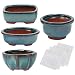 kilofly Happy Bonsai Mini Glazed Pots Value Set of 4, with 4 Soft Mesh Drainage Screens primary