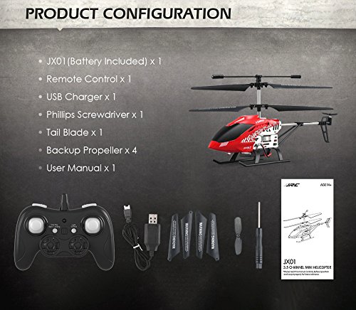 JJRC JX01 3.5CH 2.4G Gyro Remote Control Helicopter Sets Attitude Aluminum Hover Copter (Red)