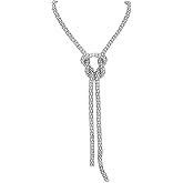 Vanesseva Chunky Round Gold Plated Chain Knot Choker Necklace for Women Herringbond Chain Link Hip hop Statement Trendy Minimalist Jewelry Long Y Choker Casual Necklace