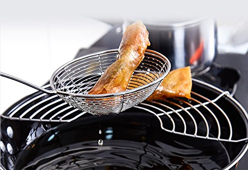 Tenta Kitchen Stainless Steel Spider Strainer Wire Strainer Skimmer Colander, Stainless steel Handle with hook (7 inch 1pc)