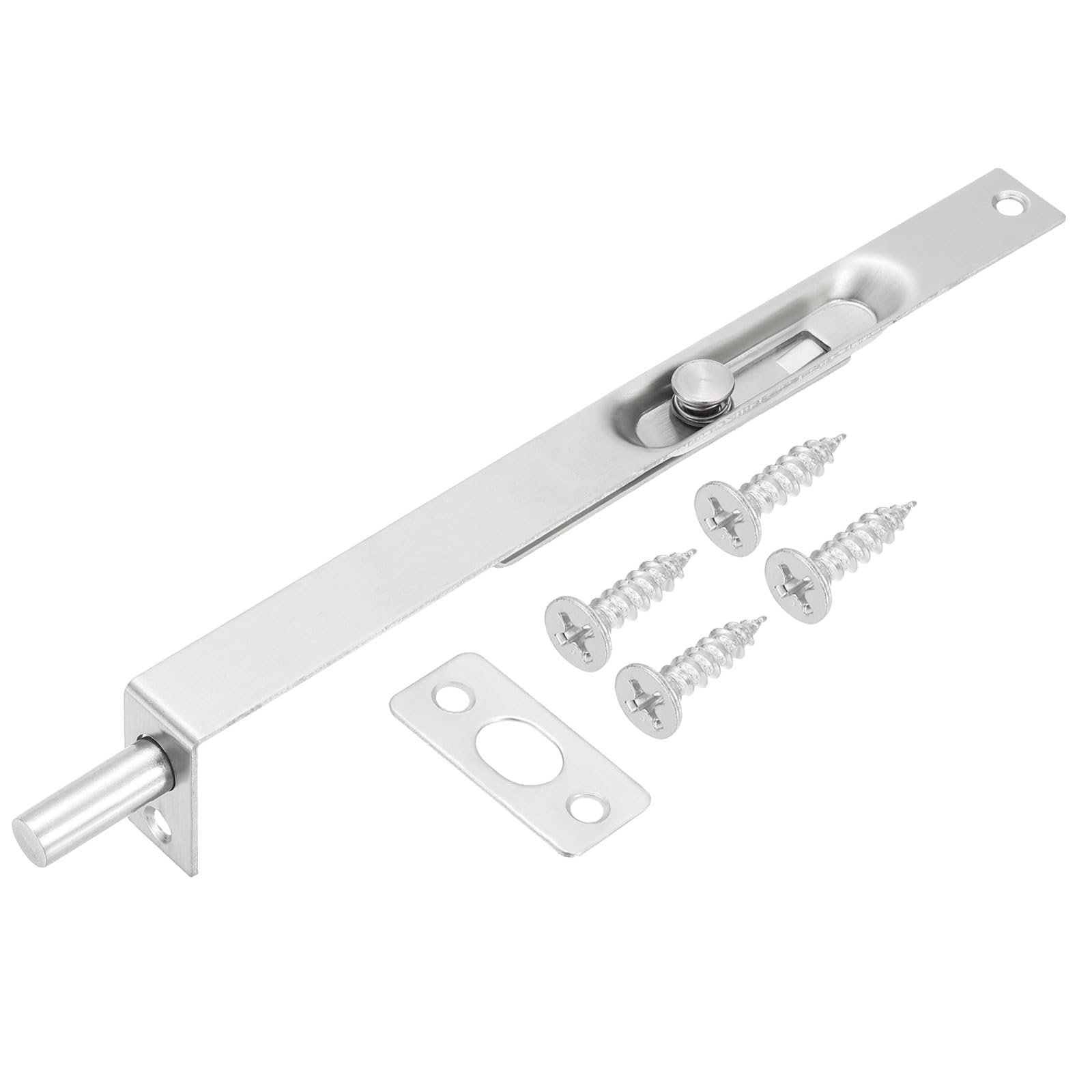 PATIKIL Flush Bolt 8" x 0.71", Stainless Steel French Door Lock Concealed Slide Double Door Latch for Wood Composite Double Door, Silver Tone