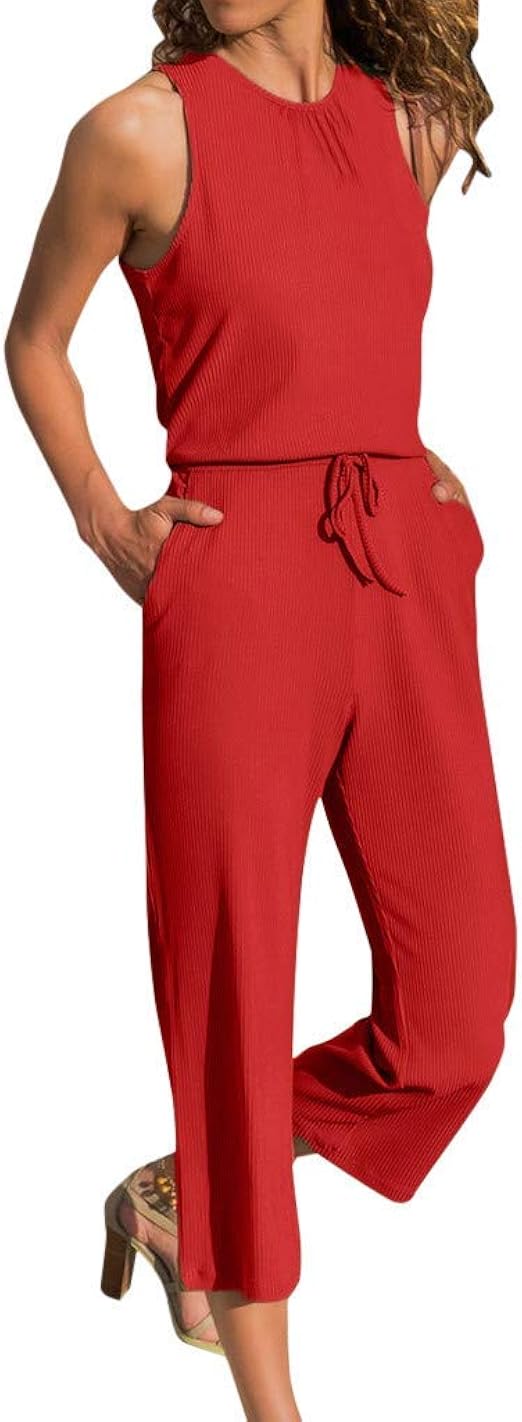 Jumpsuit Damen Sommer Lange Schulter Overallöweites High Leg Klassische