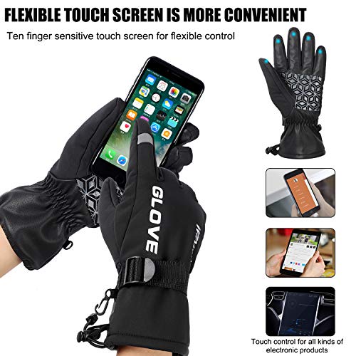 WESTGIRL Winter Ski Gloves, 3M Thinsulate Warm Windproof Waterproof Gloves for Men Women, Touchscreen Cold Weather Outdoor Gloves for Running, Cycling, Skiing, Climbing