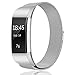 hooroor for Fitbit Charge 2 Bands for Women Men, Milanese Loop Stainless Steel Metal Sport Replacement Bracelet Wristbands Strap with Magnet Lock for Fit bit Charge2 Fitness Tracker (Silver, Small)