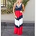 shangke Womens Zig Zag Scoop Neck Wave Striped Tank Maxi Long Dress (M, 2-red)
