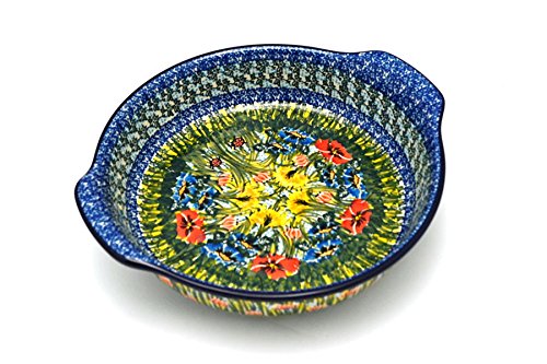 Click Here to See More Images Polish Pottery Baker - Round with Grips - Large - Unikat Signature U3753