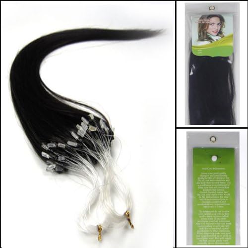 100s 16'' 18'' 20'' 22'' 24'' 26'' Loops Micro Rings Beads Tipped Remy Human Hair Extensions Straight 10 Colors in Women Beauty Style (24inch 0.7g/s 100s each pake, 1B black with brown)