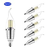 Bogao LED Candelabra Bulb, 12W Daylight 6000K LED Candle Bulbs, 90-100 Watt Light Bulbs Equivalent, E12 Candelabra Base,1200 Lumens LED Lights,Torpedo Shape White (5 Pack)