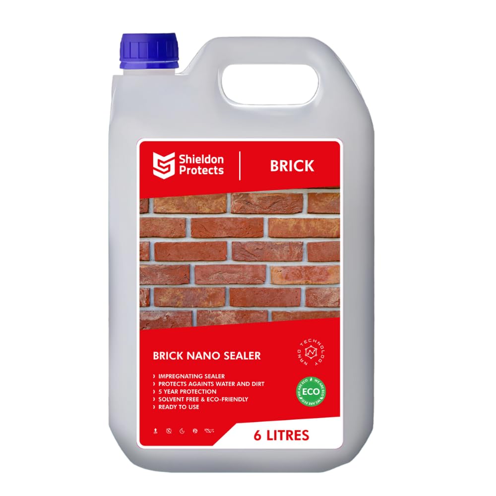 Brick Sealer by Shieldon Protects - Transparent, Waterproof, Breathable Membrane - 5 Year Protection - Interior & Exterior Use - Solvent Free (6 Litre)