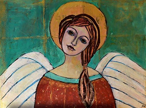Angel Original Acrylic Painting Face Wings Head Cherub Wall Decor Hanging Angel Bust Original Art Work Decoration on Canvas