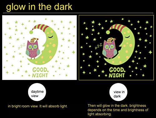 Glow in The Dark Owl Moon Stars Good Night Wall Sticker Decal for Children's Room Nursery Room Bedroom Decoration - Image 3